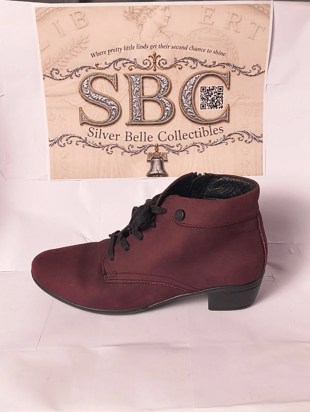 Bussola Pavia Mulberry Suede Lace Up Zip Ankle Boots EU 38 US 7.5-8